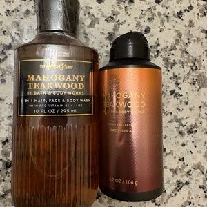 Bath and Body Works Men Deodorizing Body Spray & 3-in-1 Wash - Mahogany Teakwood